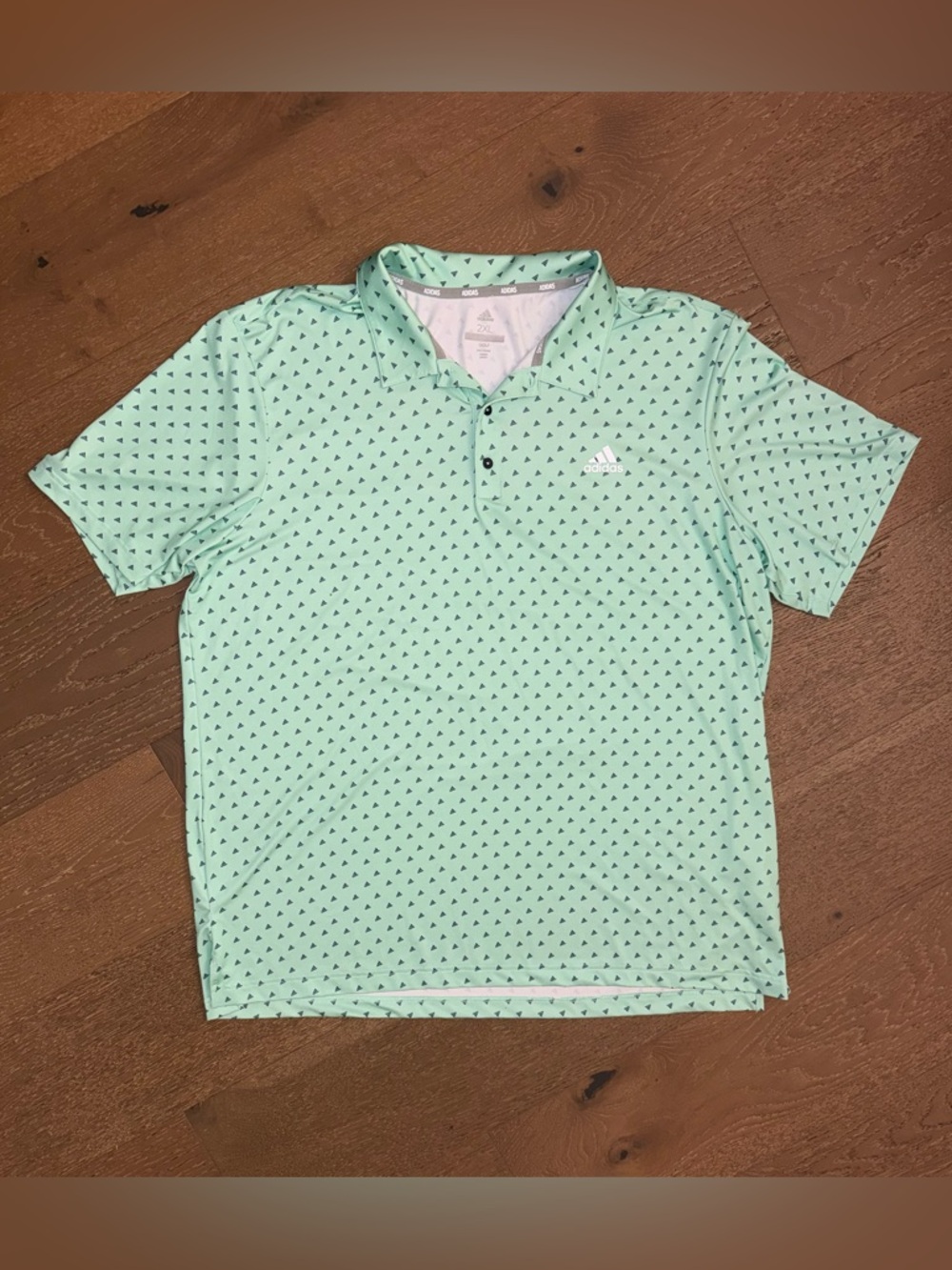 adidas Men's Mint Green Golf Polo with Small Black Triangle Motif‎